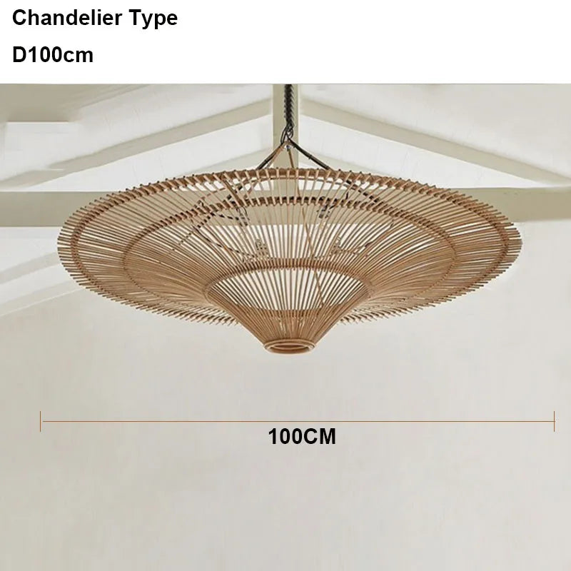 Large Wicker Pendant Lamp – Wabi Sabi Rattan Hanging Light