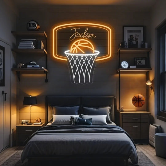 Custom Basketball Neon Name Wall Light for Kids Room Decor