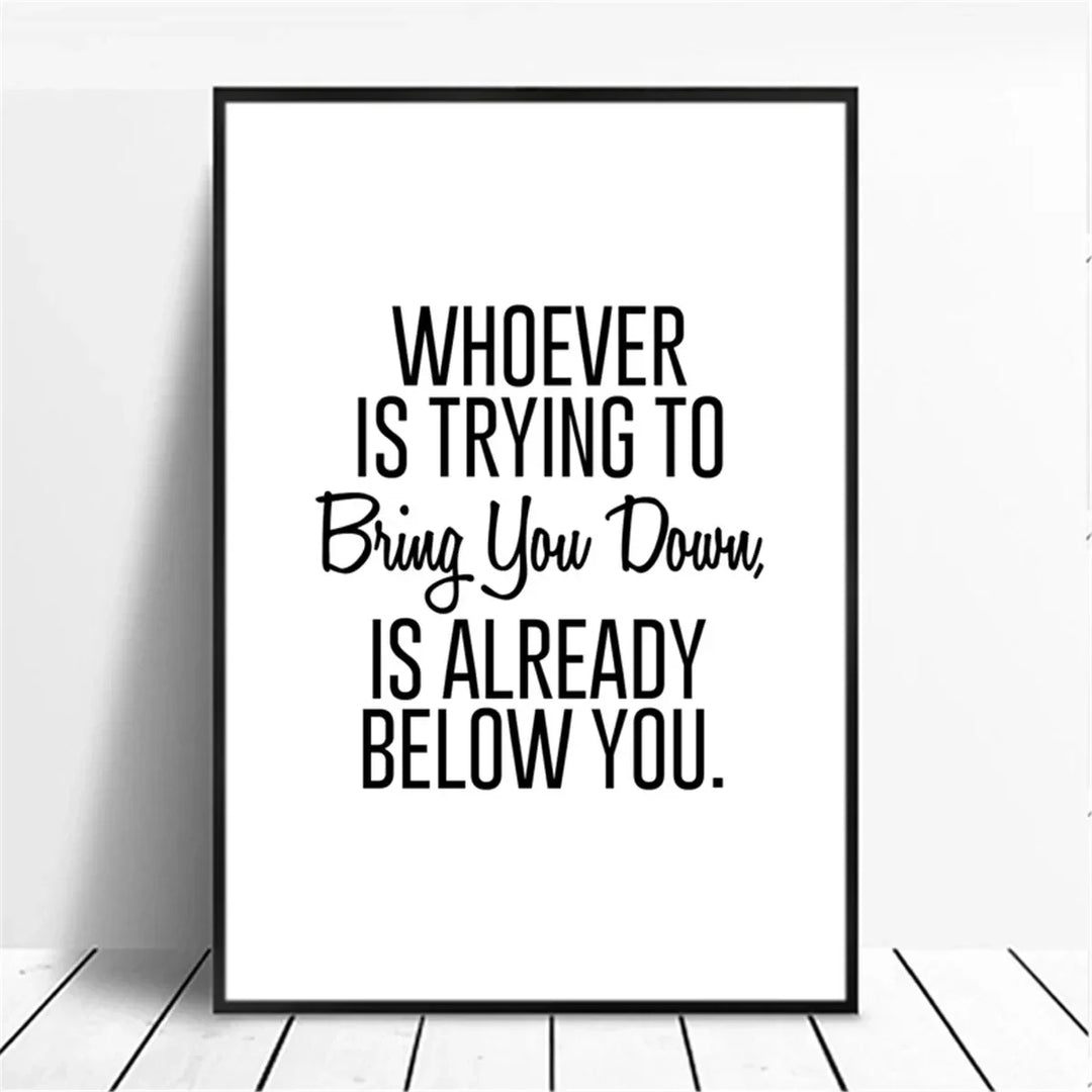 Positive Energy Black White Quote Canvas Wall Art