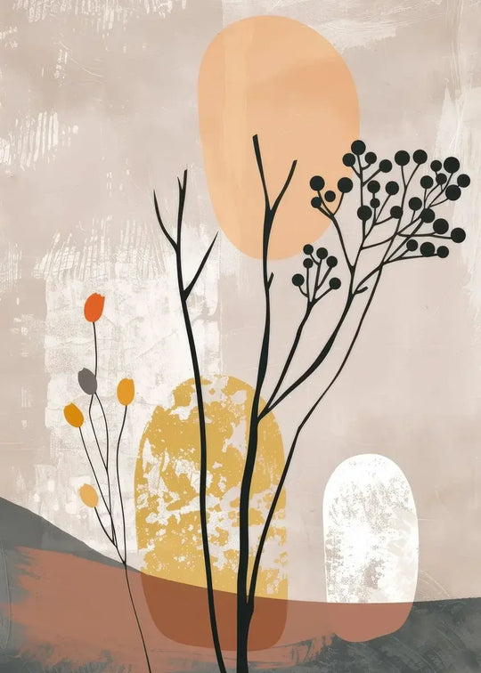 Rustic Abstract Botanical Still Life Floral Canvas Wall Art