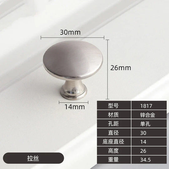 Modern Zinc Alloy Drawer Knobs – Single-Hole Cabinet Handles