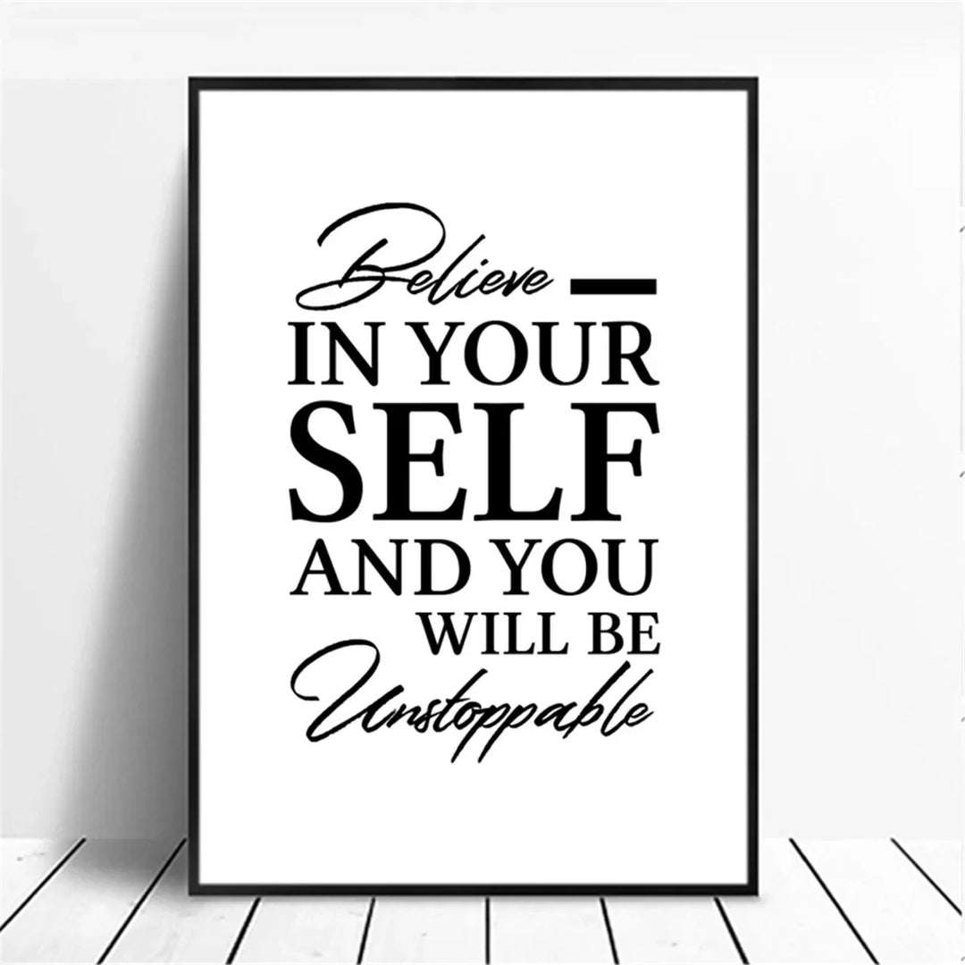 Positive Energy Black White Quote Canvas Wall Art