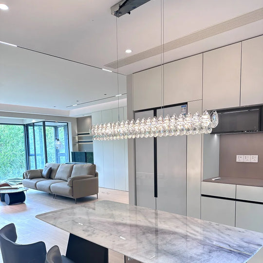 Modern Crystal Bar Pendant Light – Designer Silver Line-Shaped Ceiling Lamp