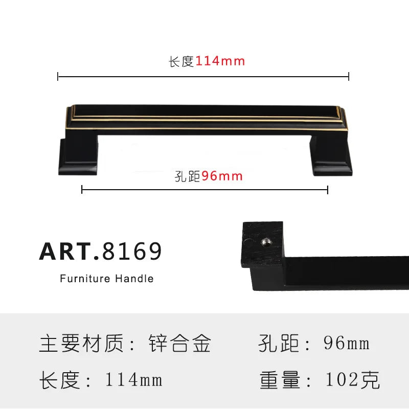 Zinc Alloy Solid Cabinet Door Handles – Modern Minimalist Pulls for Furniture
