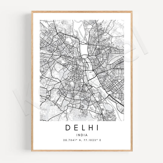 Minimalist Black White City Map Wall Art Canvas Print