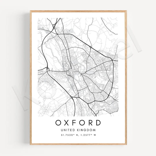 Minimalist Black White City Map Wall Art Canvas Print