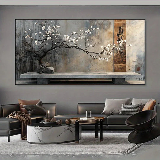 Oriental Zen Blossom Tree Canvas Wall Art Print