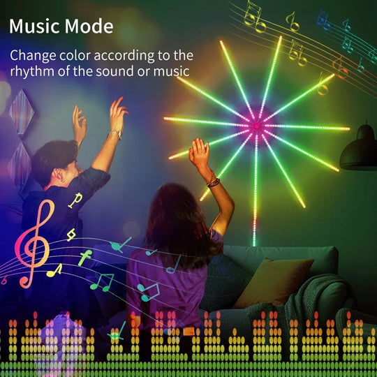 Fireworks LED String Lights USB RGB Music Sync Party Decoration