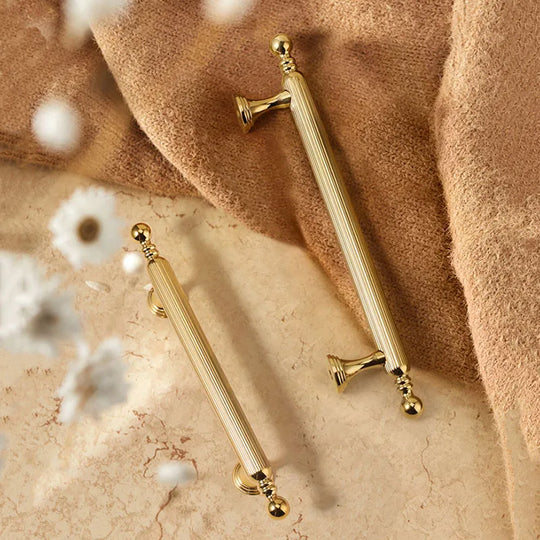 Polished Gold Brass Furniture Handles – French Luxury Pulls for Cabinets and Wardrobes
