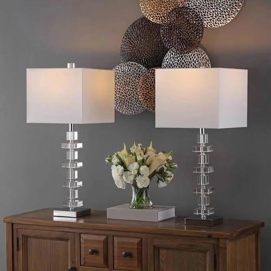 Creative Fabric Table Lamp with Crystal Glass Ball for Living Room & Bedroom