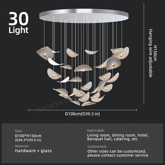 Modern Crystal Glass Stair Chandelier – High Ceiling Pendant Light