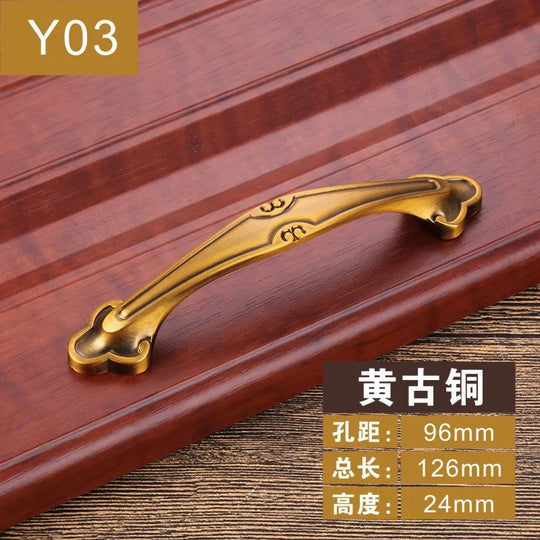 Antique Yellow Bronze Cabinet Handles – Brushed Vintage Drawer Pulls