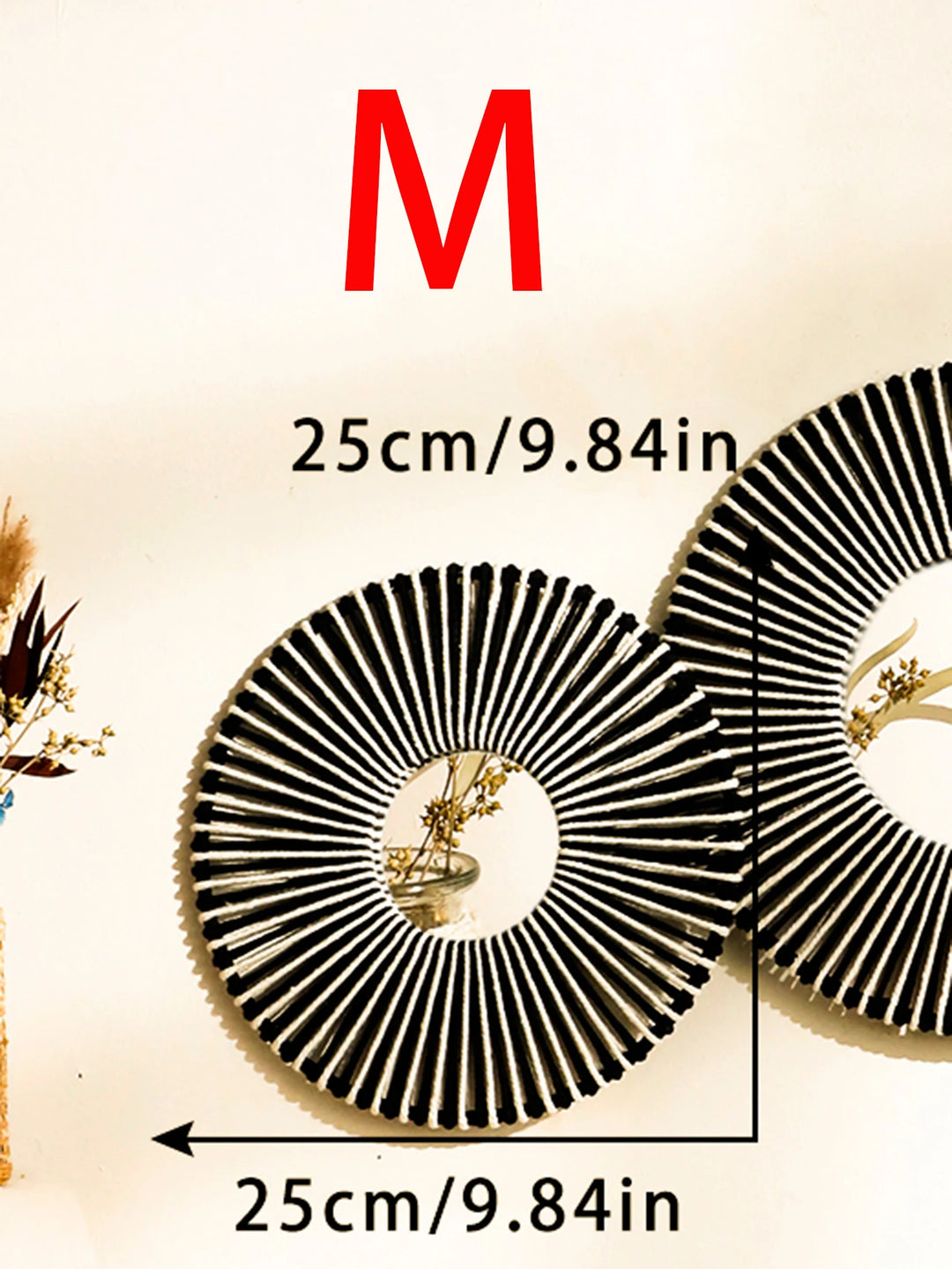 Round Hanging Wall Mirror with Woven Hemp Rope Decor