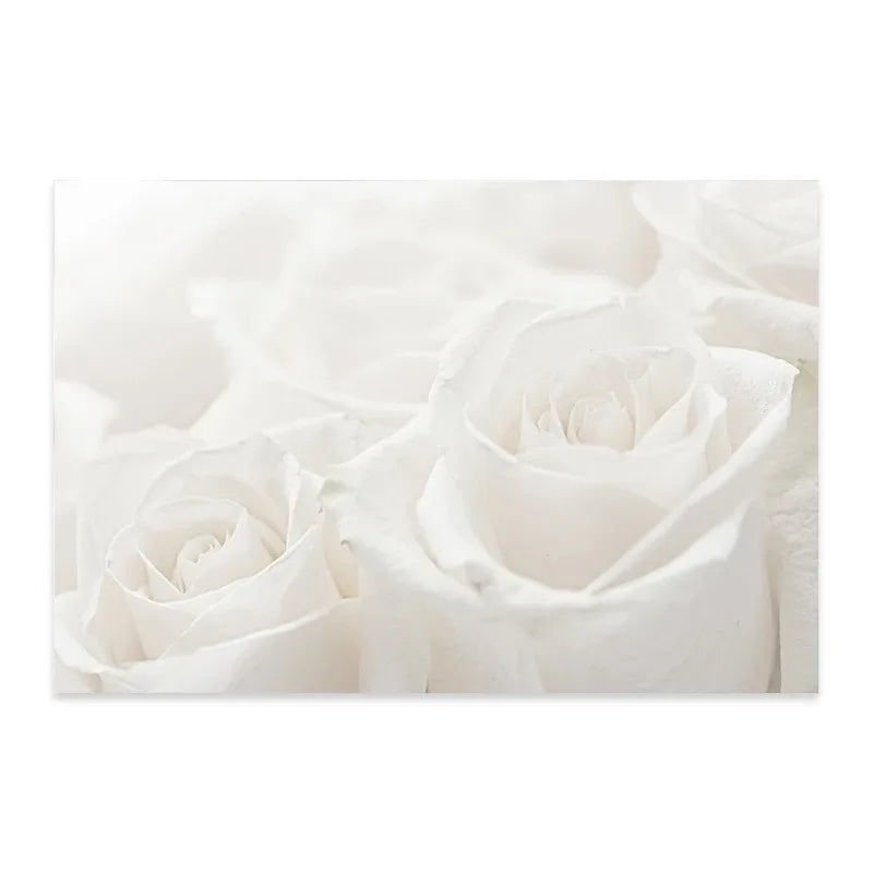 Minimalist White Floral Dahlia Rose Canvas Wall Art