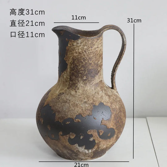 Vintage Dual Ear Coarse Ceramic Vase