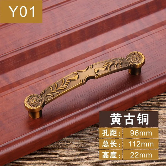 Antique Yellow Bronze Cabinet Handles – Brushed Vintage Drawer Pulls