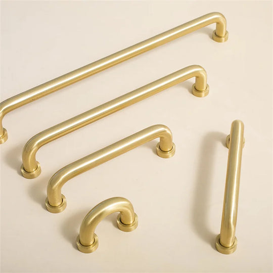 Solid Brass Cabinet Handles – Modern Golden Drawer Pulls