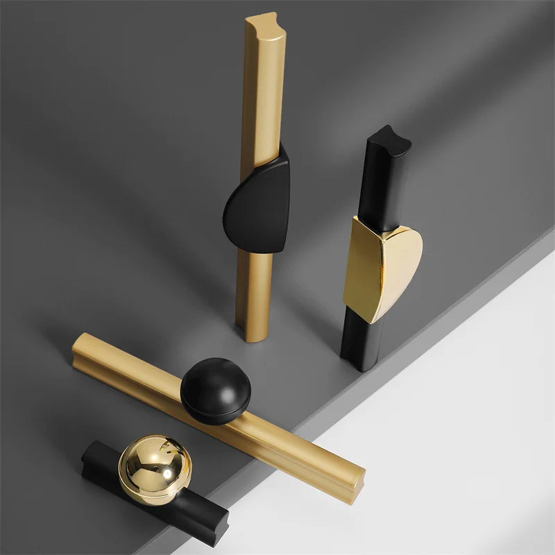Black and Gold Cabinet Pulls – Double-Color Aluminum Zinc Alloy Handles