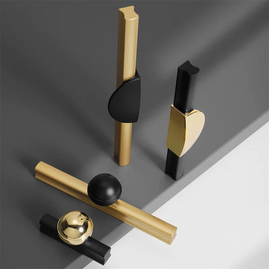 Black and Gold Cabinet Pulls – Double-Color Aluminum Zinc Alloy Handles