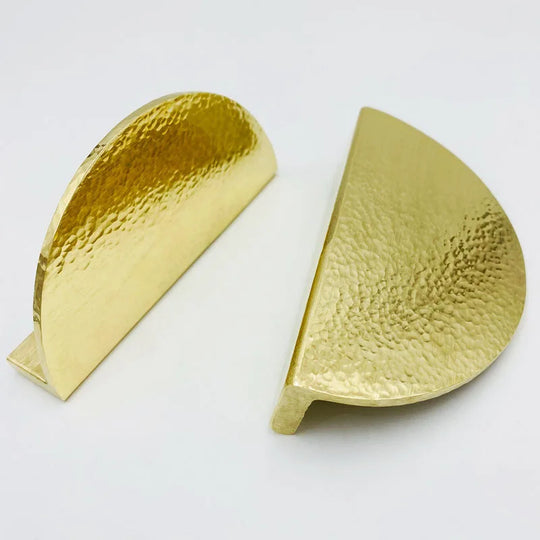 Handmade Hammered Brass Round Knobs – Pair of Pulls for Cabinets and Wardrobes