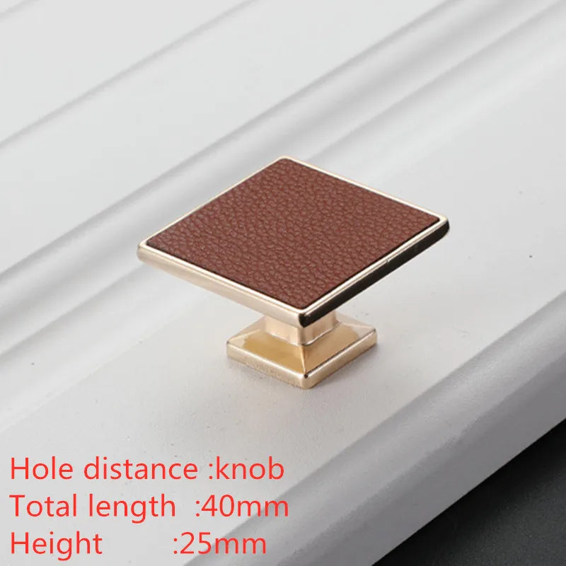Modern Leather and Zinc Alloy Cabinet Handle – Elegant Pulls for Kitchen, Wardrobe, and Furniture (96mm)