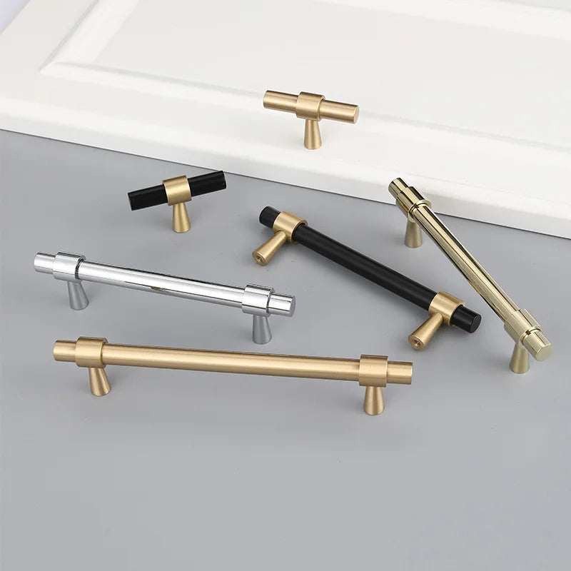 Nordic Brass Furniture Handles – Modern Bar Pulls for Cabinets and Wardrobes (50–500mm)