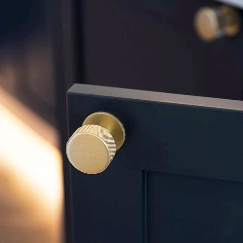 Knurled Brass Knobs – Gold & Bronze Modern Cabinet Pulls
