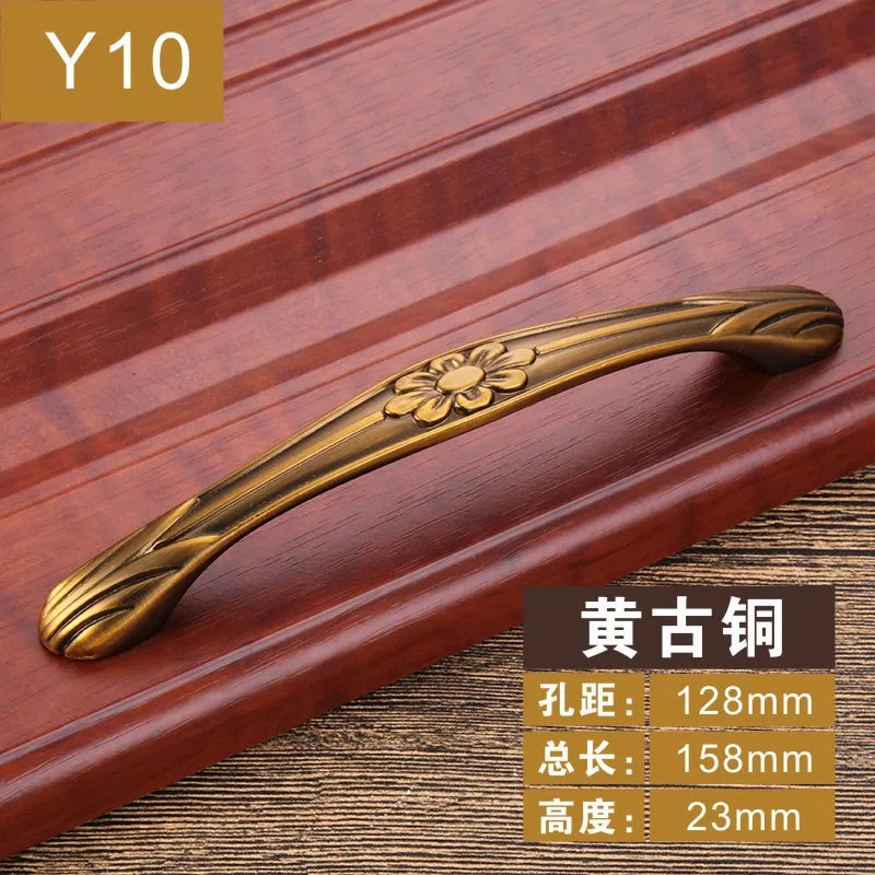 Antique Yellow Bronze Cabinet Handles – Brushed Vintage Drawer Pulls
