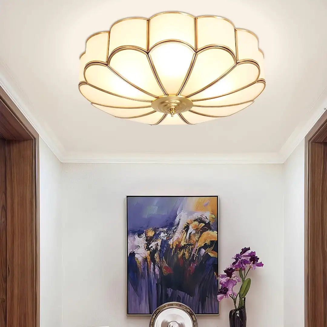 All-Copper Minimalist LED Ceiling Lamp for Study & Dining Room