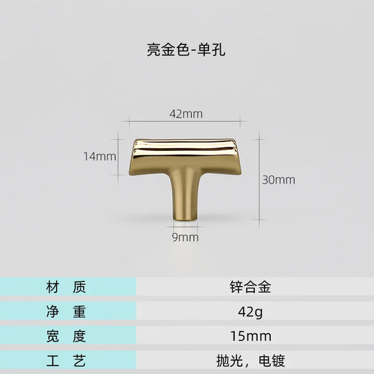 Modern Brushed Gold Cabinet Handles – Zinc Alloy Drawer Pulls