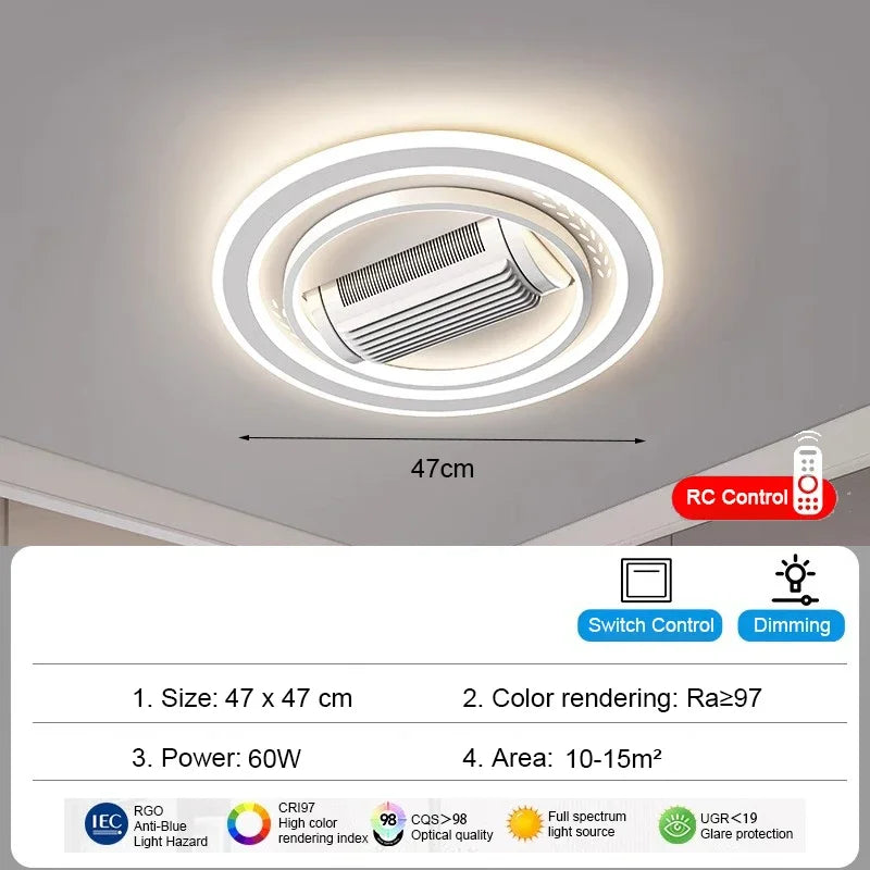 Charlotte Invisible Bladeless LED Ceiling Fan Light – Remote