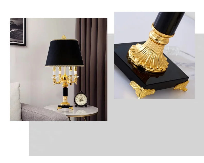 Luxury Black Crystal Table Lamp for Bedroom & Living Room