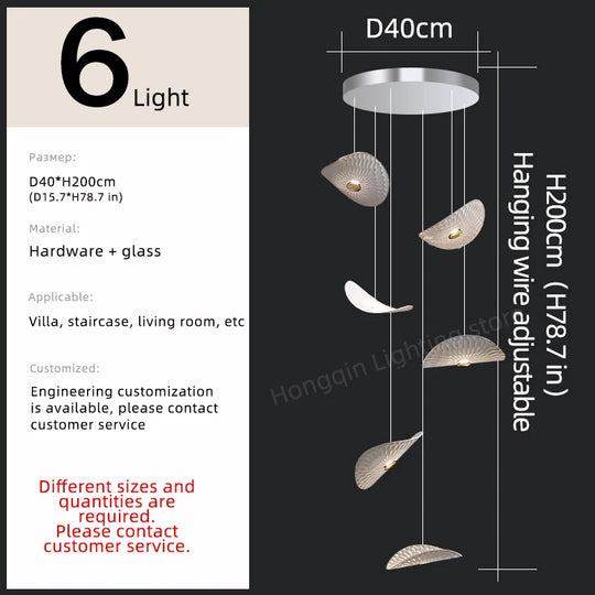 Modern Crystal Glass Stair Chandelier – High Ceiling Pendant Light