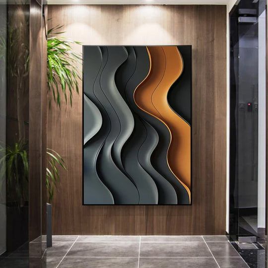 Abstract Flowing Wavy Design Canvas Wall Art