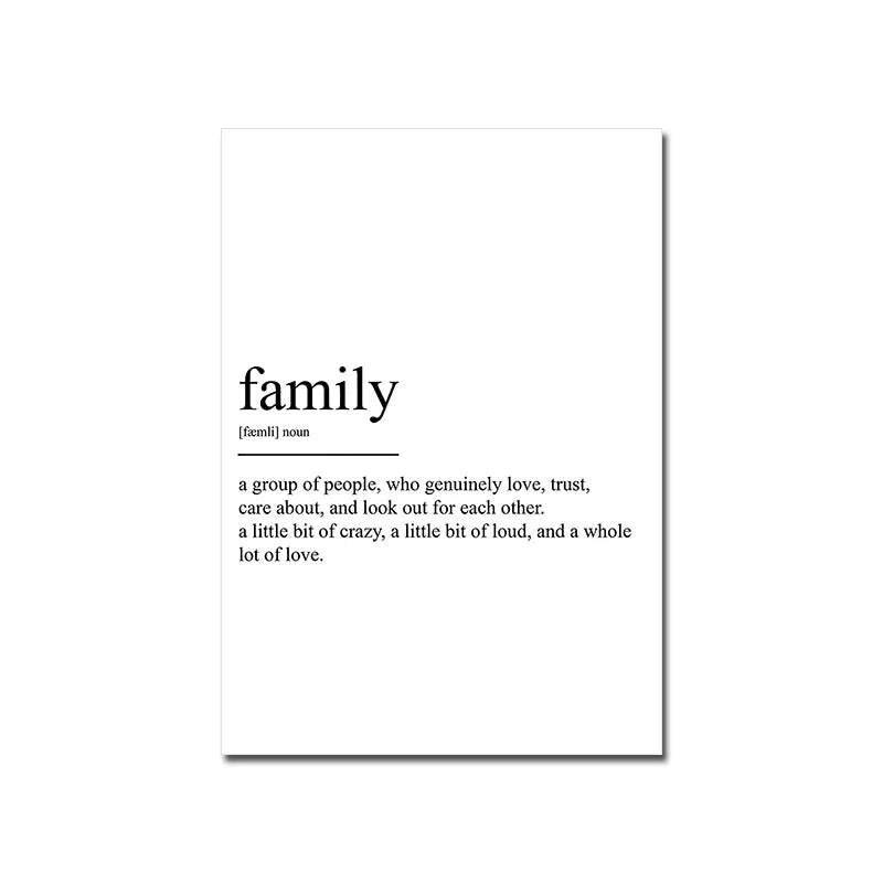 Love Family Home Quote Black White Canvas Wall Art