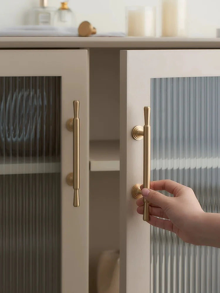 Brushed Gold Brass Cabinet Handles – Modern Pulls and Knobs for Furniture (50–280mm)