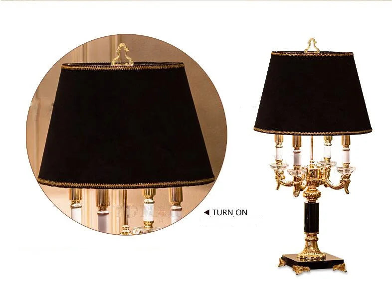 Luxury Black Crystal Table Lamp for Bedroom & Living Room