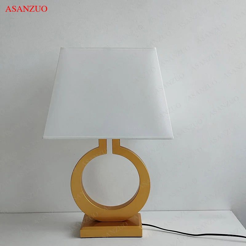 Luxury Gold Fabric Table Lamp for Living Room & Bedroom