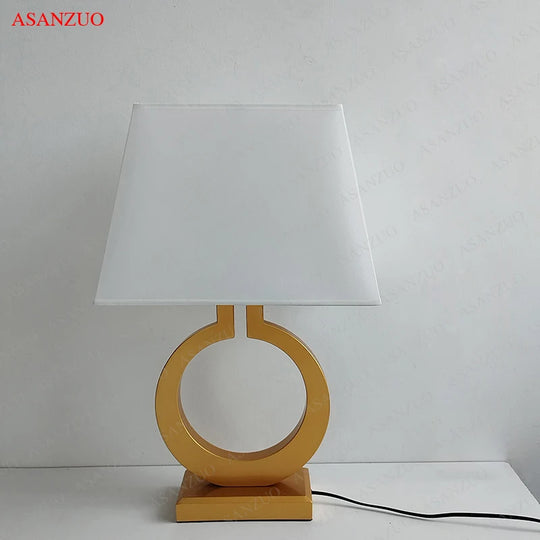 Luxury Gold Fabric Table Lamp for Living Room & Bedroom