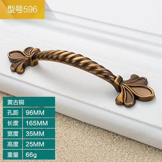 Antique Yellow Bronze Cabinet Handles – Brushed Vintage Drawer Pulls