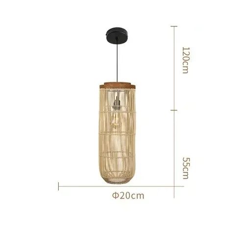 Wabi Sabi Rattan Pendant Light Handwoven Hemp Rope Ceiling Lamp