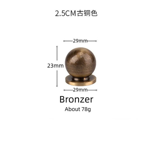 Solid Brass Ball Cabinet Knobs – Vintage Single-Hole Handles