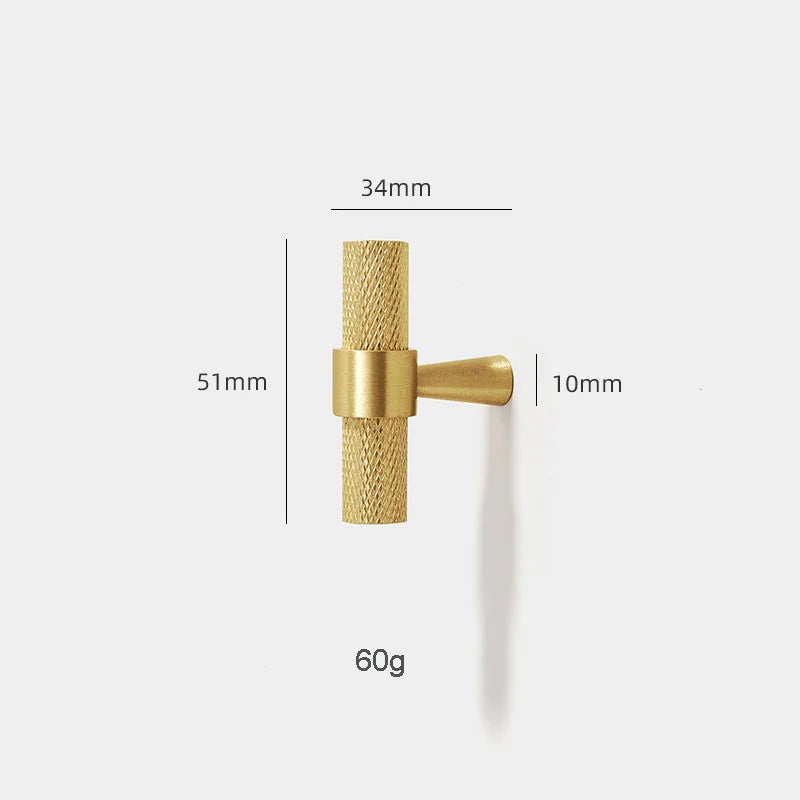 Solid Brass Knurled Furniture Handles – Textured Pulls and Knobs for Cabinets and Wardrobes