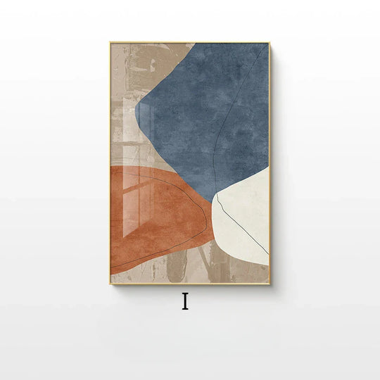 Neutral Shades Beige Brown Abstract Canvas Wall Art Unframed