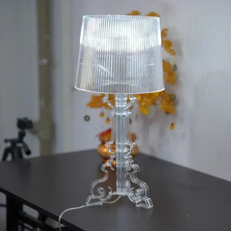 Transparent White Baroque Ghost Table Lamp for Bedroom & Living Room