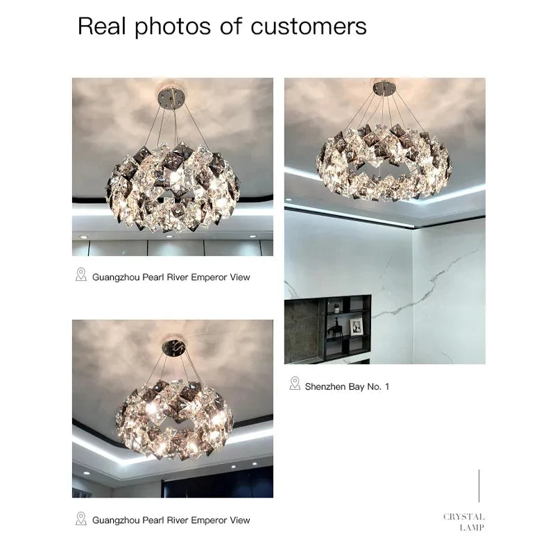 Modern Luxury Crystal Chandelier – Elegant Semi-Flush Ceiling Light