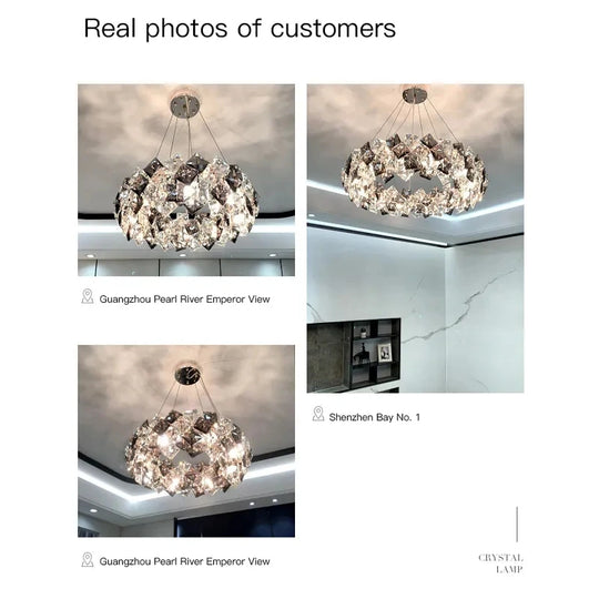 Modern Luxury Crystal Chandelier – Elegant Semi-Flush Ceiling Light