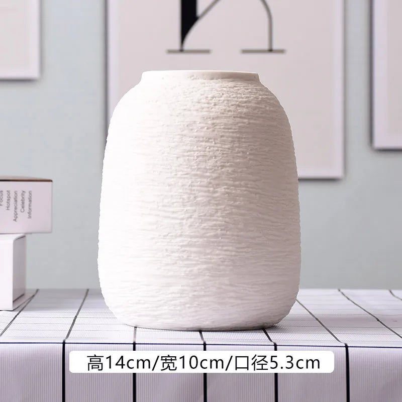 White Ceramic Decorative Vase for Desktop and Shelf Home Decor