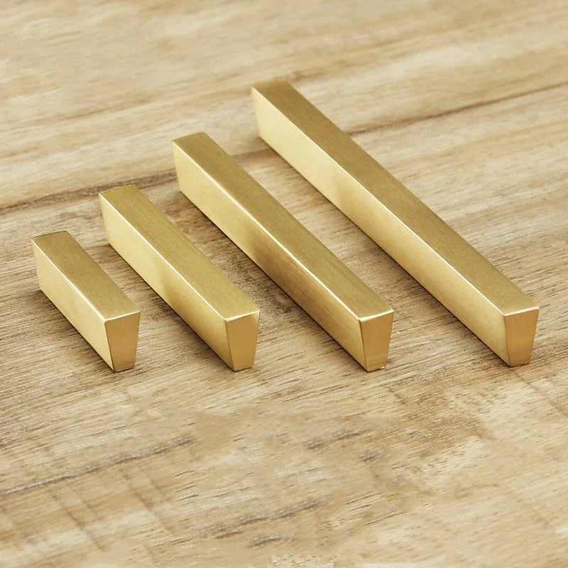 Brass Trapezoidal Cabinet Handles – High-End Golden Drawer Pulls for Wardrobes and Furniture