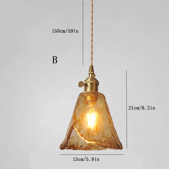 Amber – Nordic Vintage Glass Pendant Light for Bedroom, Café, Bar, and Restaurant